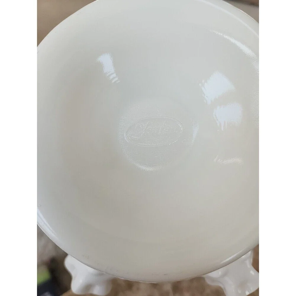 Vintage Fenton Ruffled White Milknglass Bowl, 8